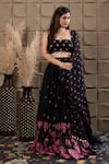 LABEL FLAMINGO BY VRINDA_Black Organza Sequins, Cut Work, Pearls, Embroidery Square Gather Lehenga Set _at_Aza_Fashions