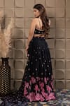 Shop_LABEL FLAMINGO BY VRINDA_Black Organza Sequins, Cut Work, Pearls, Embroidery Square Gather Lehenga Set _at_Aza_Fashions