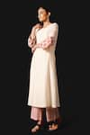 Buy_Devnaagri_Ivory Silk, Chanderi, Kota Doria Embroidery Round Neck Kurta Pant Dupatta Set _Online_at_Aza_Fashions