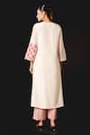 Shop_Devnaagri_Ivory Silk, Chanderi, Kota Doria Embroidery Round Neck Kurta Pant Dupatta Set _at_Aza_Fashions
