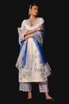 Buy_Devnaagri_Ivory , Chanderi, Organza Embroidery V-neck Floral Kurta Set _Online_at_Aza_Fashions