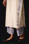 Devnaagri_Ivory , Chanderi, Organza Embroidery V-neck Floral Kurta Set _at_Aza_Fashions