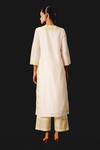 Shop_Devnaagri_Ivory , Chanderi, , Embroidery V-neck Kurta Set _at_Aza_Fashions