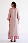 Shop_Devnaagri_Blush , Chanderi, Organza Embroidery Split V-neck Pink Kurta Set _at_Aza_Fashions