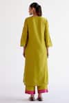 Shop_Devnaagri_Green , Chanderi, Organza Embroidery Split V-neck Kurta Set _at_Aza_Fashions