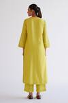 Shop_Devnaagri_Yellow , Chanderi, Organza Embroidery Keyhole Neck Kurta Set _at_Aza_Fashions