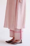Devnaagri_Blush Tussar, Silk V-neck Pink Kurta Set With Dupatta _at_Aza_Fashions