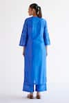 Shop_Devnaagri_Blue , Chanderi, Organza Embroidery Split V-neck Kurta Set _at_Aza_Fashions