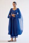 Buy_Devnaagri_Blue Cotton, Silk Organza Lace, Embroidery Scoop Anarkali Kurta Set With Dupatta _at_Aza_Fashions