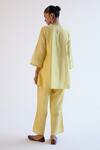 Shop_Devnaagri_Yellow Silk, Chanderi Embroidery Round Neck Lemon Kurta Set _at_Aza_Fashions