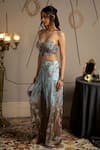 Buy_Moledro_Blue Net, Modal, Satin Embroidery, Sequins Halter Neck Ashya Co-ord Set  _Online_at_Aza_Fashions