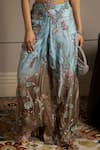 Shop_Moledro_Blue Net, Modal, Satin Embroidery, Sequins Halter Neck Ashya Co-ord Set  