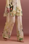 Pankaj & Nidhi_Multi Color Silk, Crepe Embroidery Collared, High Embellished Tunic And Pants Set _Online_at_Aza_Fashions