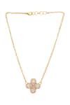 Shop_Ruby Raang_Gold Plated Polki Kundan Pendant Necklace _at_Aza_Fashions