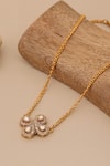 Ruby Raang_Gold Plated Polki Kundan Pendant Necklace _at_Aza_Fashions