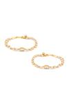 Shop_Ruby Raang_Gold Plated Pearls, Stones, Beads Polki Kundan Anklets _at_Aza_Fashions