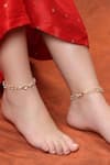 Buy_Ruby Raang_Gold Plated Pearls, Stones, Beads Polki Kundan Anklets _at_Aza_Fashions