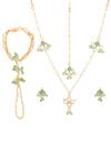 Ruby Raang_Green Beads, Pearls Gold Plated Jewellery Set _Online