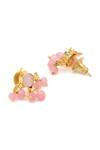 Ruby Raang_Pink Stones, Beads, Pearls Gold Plated Kundan Jewellery Set _at_Aza_Fashions
