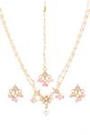 Ruby Raang_Pink Stones, Beads, Pearls Gold Plated Kundan Jewellery Set _Online