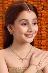 Buy_Ruby Raang_Pink Stones, Beads, Pearls Gold Plated Kundan Jewellery Set _at_Aza_Fashions