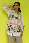 Buy_ROZA_Ivory Poplin Collared Espresso Run Oversized Shirt _at_Aza_Fashions