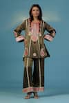 Buy_Two Sisters By Gyans_Black Tissue Sequins, Embroidery Round Neck Kurta Pant Set _at_Aza_Fashions