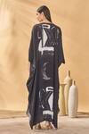 Shop_Masaba_Black Crepe, Silk V-neck Dark Noise Kaftan _at_Aza_Fashions