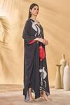 Buy_Masaba_Black Crepe, Silk V-neck Dark Noise Kaftan _Online_at_Aza_Fashions