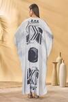 Shop_Masaba_White Crepe, Silk V-neck Noise Kaftan _at_Aza_Fashions