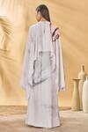 Shop_Masaba_White Crepe, Silk Round Neck Moon And Mist Cape Kaftan _at_Aza_Fashions