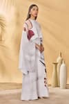 Shop_Masaba_White Crepe, Silk Round Neck Moon And Mist Cape Kaftan _Online_at_Aza_Fashions
