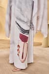 Masaba_White Crepe, Silk Round Neck Moon And Mist Cape Kaftan _at_Aza_Fashions