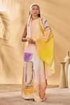 Buy_Masaba_Multi Color Crepe, Silk Round Neck Glazing Symphony Asymmetrical Kaftan _at_Aza_Fashions