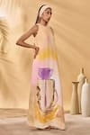 Buy_Masaba_Multi Color Crepe, Silk Round Neck Glazing Symphony Asymmetrical Kaftan _Online_at_Aza_Fashions