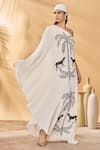 Buy_Masaba_Ivory Crepe Asymmetric Paw-tree Kaftan _Online_at_Aza_Fashions