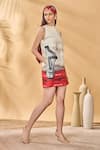 Buy_Masaba_Ivory Linen Round Neck Half Seen Shift Dress _Online_at_Aza_Fashions