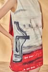 Masaba_Ivory Linen Round Neck Half Seen Shift Dress _at_Aza_Fashions