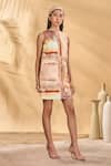 Buy_Masaba_Rust Linen Crew Neck Strokes Shift Dress _at_Aza_Fashions