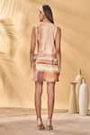 Shop_Masaba_Rust Linen Crew Neck Strokes Shift Dress _at_Aza_Fashions