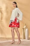 Masaba_Ivory Linen Keyhole Neck Dancing Shadows Trapeze Dress _Online_at_Aza_Fashions