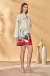 Buy_Masaba_Ivory Linen Keyhole Neck Dancing Shadows Trapeze Dress _Online_at_Aza_Fashions