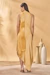 Shop_Masaba_Yellow Crepe, Silk Halter Neck Earthen Echoes Dress _at_Aza_Fashions