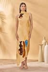 Buy_Masaba_Yellow Crepe, Silk Halter Neck Earthen Echoes Dress _at_Aza_Fashions