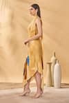 Buy_Masaba_Yellow Crepe, Silk Halter Neck Earthen Echoes Dress _Online_at_Aza_Fashions