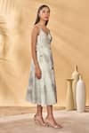 Buy_Masaba_Ivory Linen V-neck Moondust Mirage Wrap Dress _Online_at_Aza_Fashions