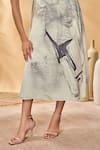 Masaba_Ivory Linen V-neck Moondust Mirage Wrap Dress _at_Aza_Fashions
