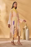 Buy_Masaba_Yellow Silk, Crepe Collared Glazing Symphony Shirt Dress _at_Aza_Fashions