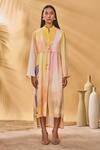 Buy_Masaba_Yellow Silk, Crepe Collared Glazing Symphony Shirt Dress _Online_at_Aza_Fashions