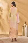 Shop_Masaba_Yellow Crepe, Silk, Linen Collared, Open Neck Ochre Glazing Symphony Dress Set _at_Aza_Fashions